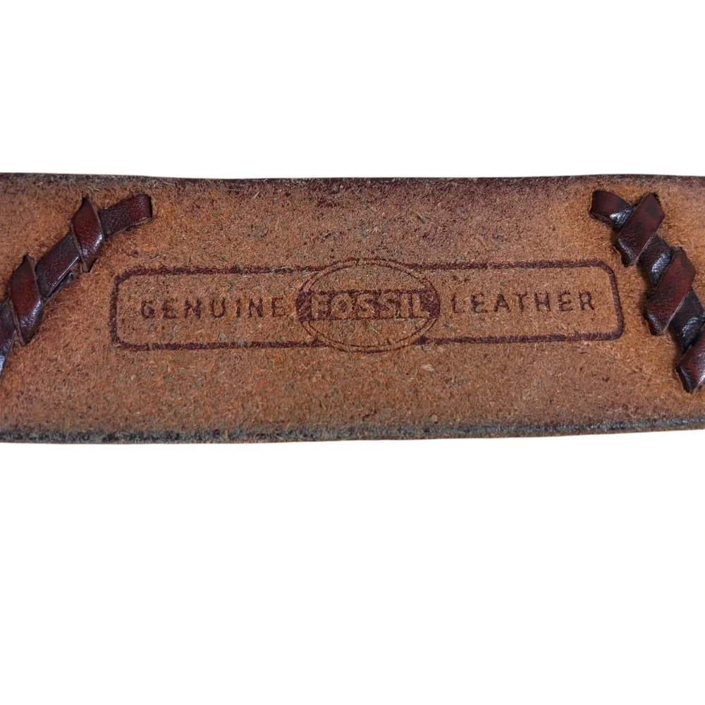 Fossil Womens Large Floral Tapestry Leather Whipstitch Belt BT2908998 Multicolor